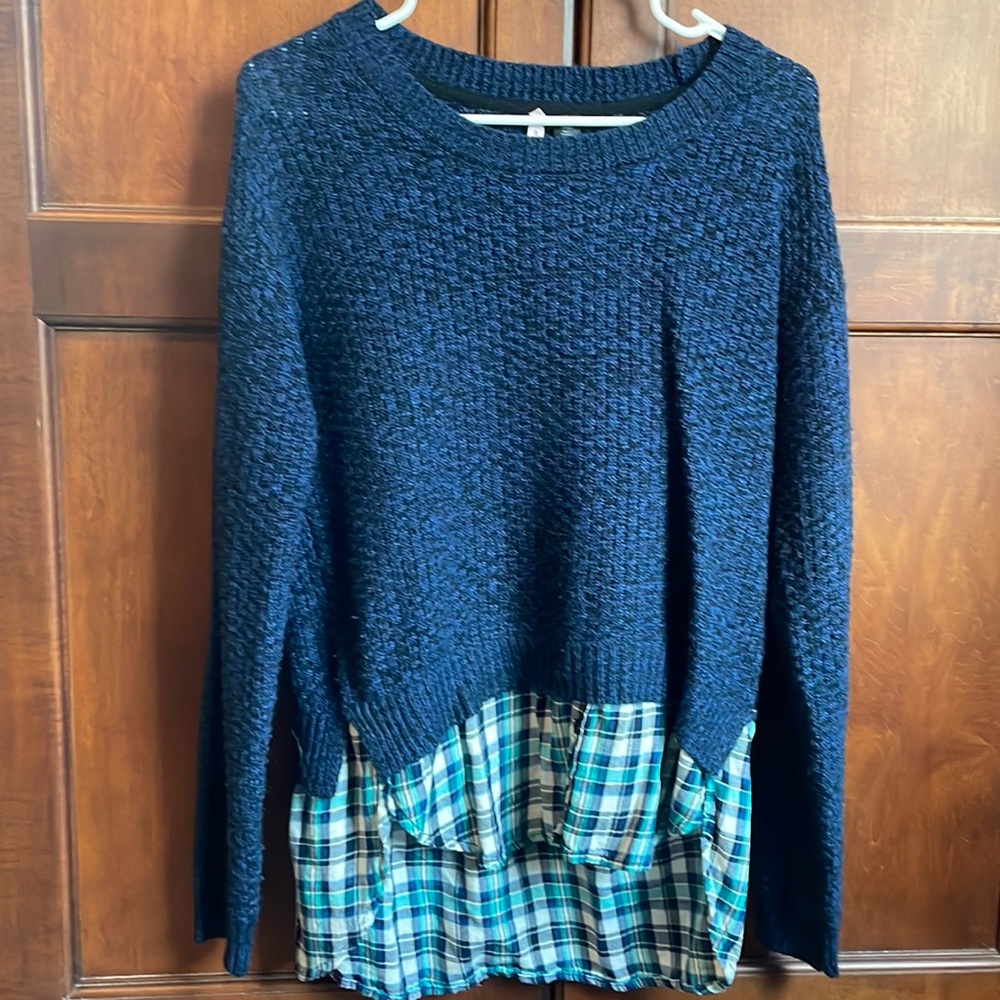 Blue Flannel Sweater. Size L.